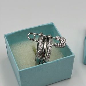 Safety pin three layer costume jewelry ring